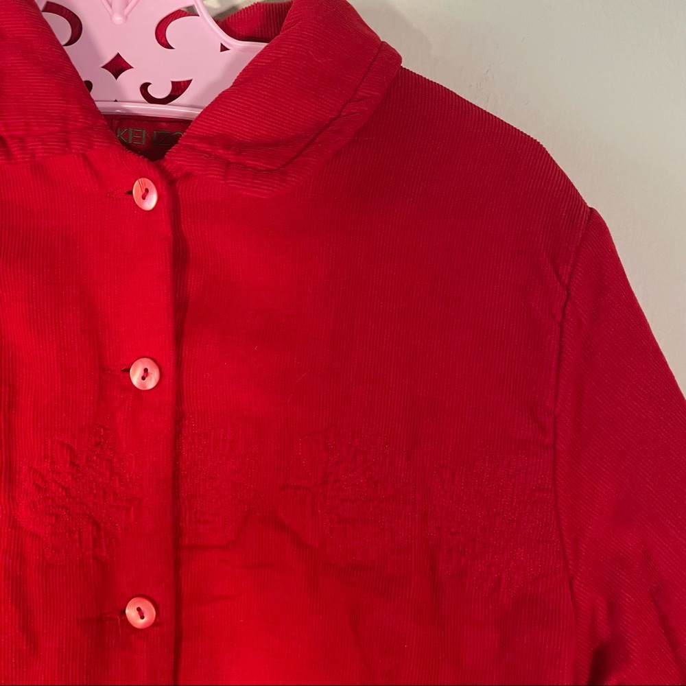 Kenzo Jungle Red Chord Jacket Peter Pan Collar - Picture 5 of 16